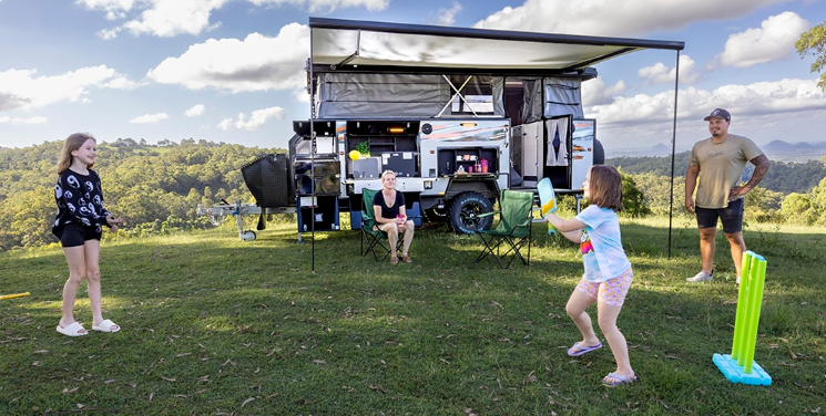family caravan trip scene